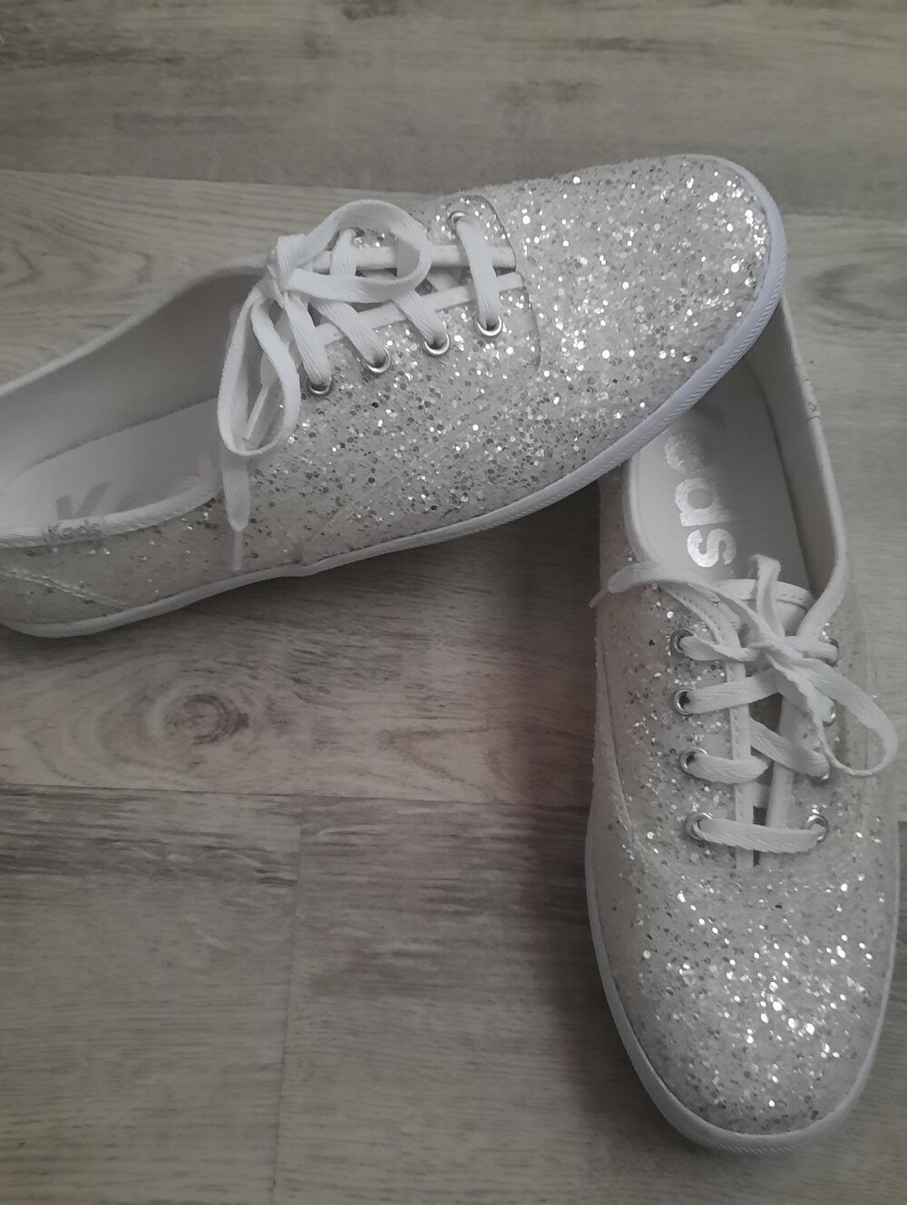 Keds Celebration White Glitter Lace-Up Women's Sneakers